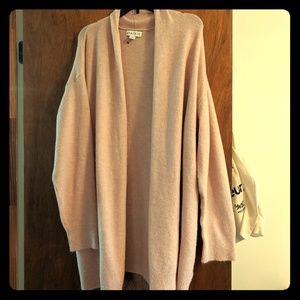 Fuzzy blush pink open cardigan